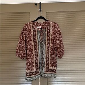 We The Free Floral Patterned Blouse - Brown and Cream